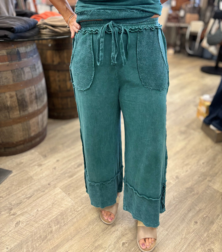 Mindy Mineral Wash Wide Pants-Pants-J. Her-Evergreen Boutique, Women’s Fashion Boutique in Santa Claus, Indiana