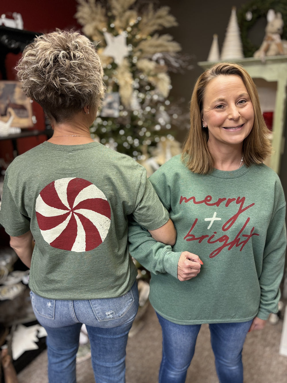 Peppermint Candy Merry & Bright Tee-Graphic Tees-OLIVER & OTIS-Evergreen Boutique, Women’s Fashion Boutique in Santa Claus, Indiana