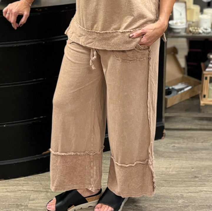 Mindy Mineral Wash Wide Pants-Pants-J. Her-Evergreen Boutique, Women’s Fashion Boutique in Santa Claus, Indiana