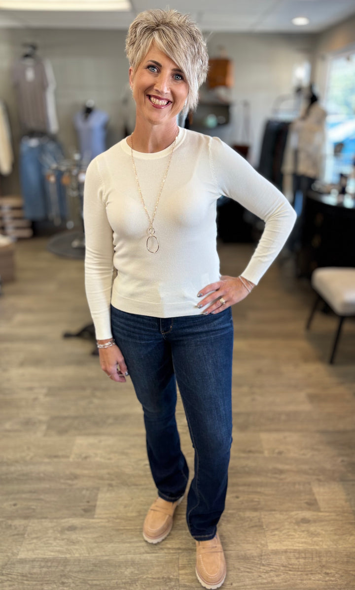 It's A Classic Round Neck Sweater-Tops-Be Cool-Evergreen Boutique, Women’s Fashion Boutique in Santa Claus, Indiana