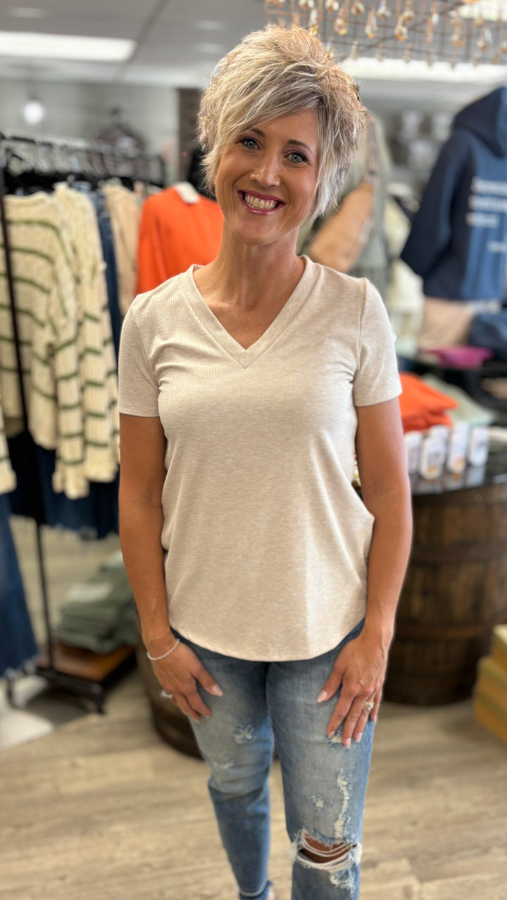 Casual Ease Ribbed Top-Short Sleeves-Mittoshop-Evergreen Boutique, Women’s Fashion Boutique in Santa Claus, Indiana