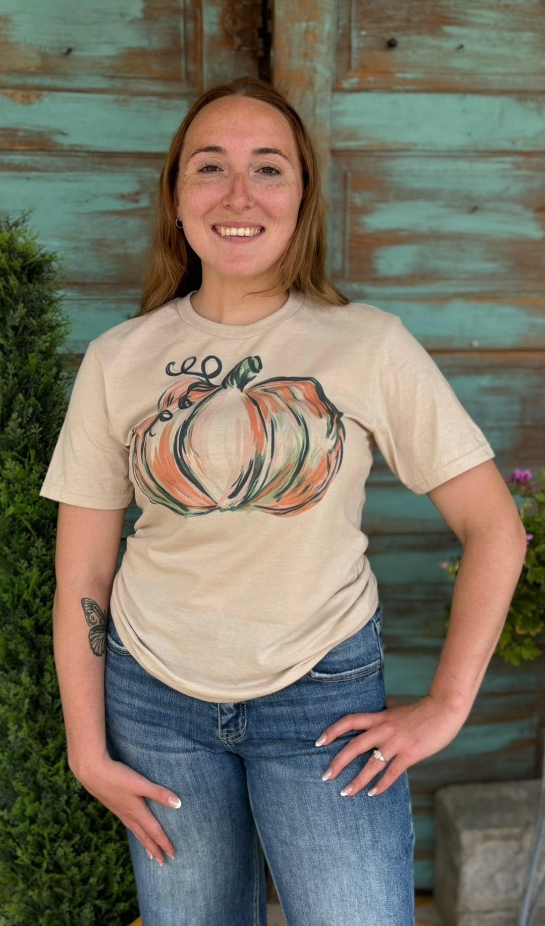 Painted Pumpkin Tee-Graphic Tees-Partees by Party On!-Evergreen Boutique, Women’s Fashion Boutique in Santa Claus, Indiana