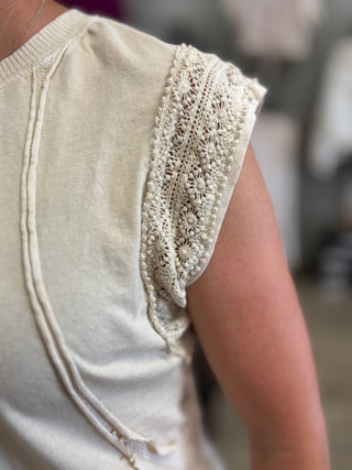 Lacey Lou Lace Trim Blouse-tops-J. Her-Evergreen Boutique, Women’s Fashion Boutique in Santa Claus, Indiana