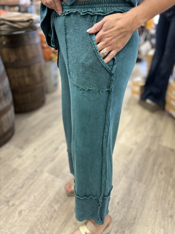 Mindy Mineral Wash Wide Pants-Pants-J. Her-Evergreen Boutique, Women’s Fashion Boutique in Santa Claus, Indiana