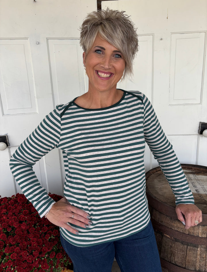 Merry Moments Striped Top-Tops-Staccato-Evergreen Boutique, Women’s Fashion Boutique in Santa Claus, Indiana