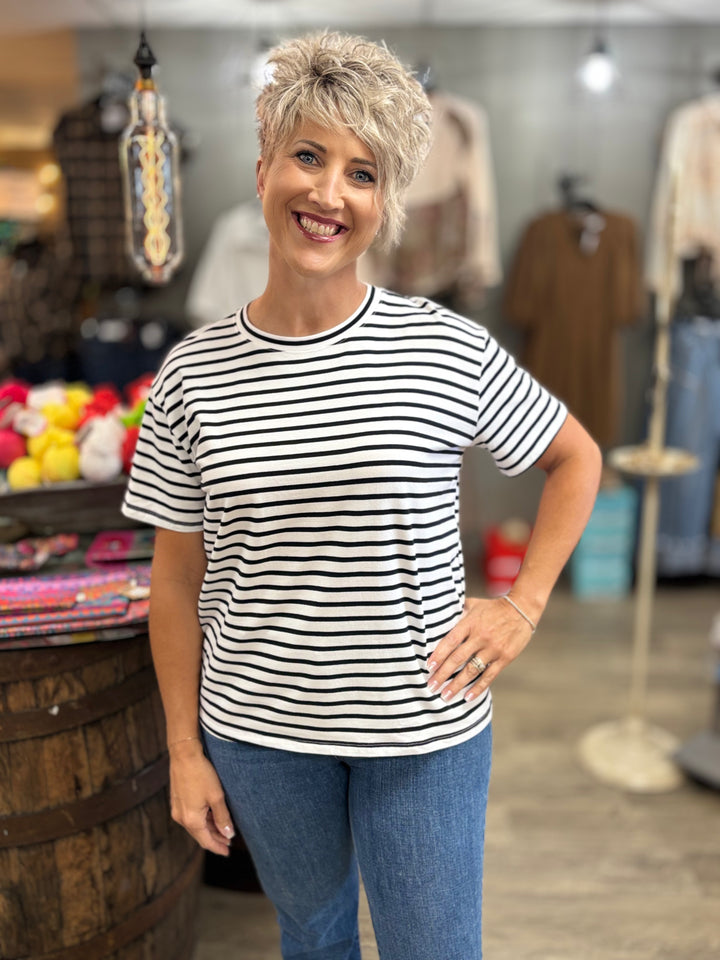 The Colette Striped Top-Tops-Les Amis-Evergreen Boutique, Women’s Fashion Boutique in Santa Claus, Indiana
