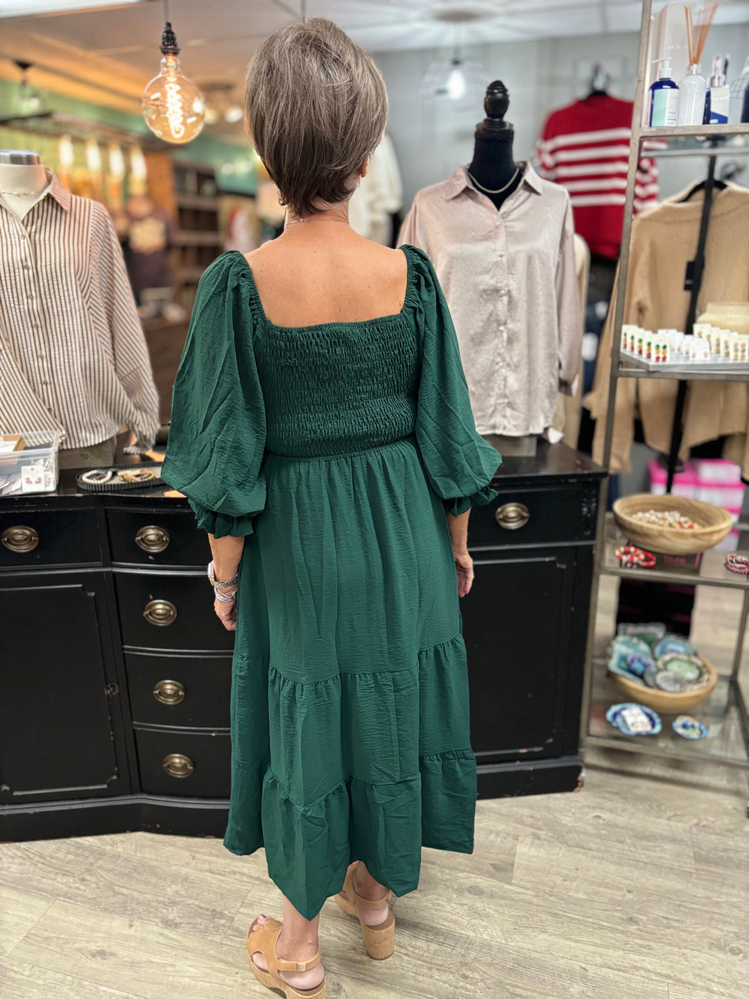 Emerald Allure Dress-Dresses-SHE & SKY-Evergreen Boutique, Women’s Fashion Boutique in Santa Claus, Indiana