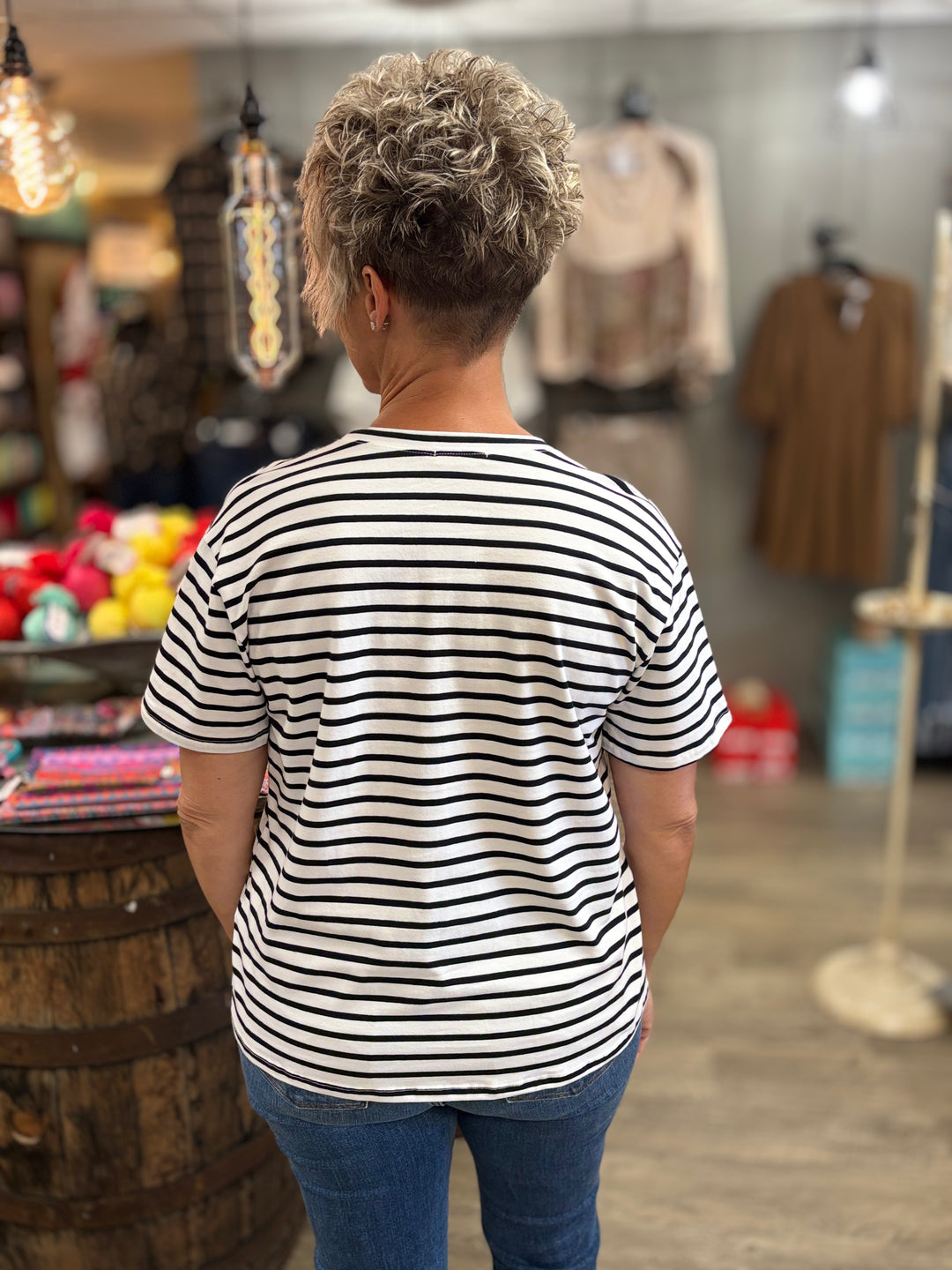 The Colette Striped Top-Tops-Les Amis-Evergreen Boutique, Women’s Fashion Boutique in Santa Claus, Indiana