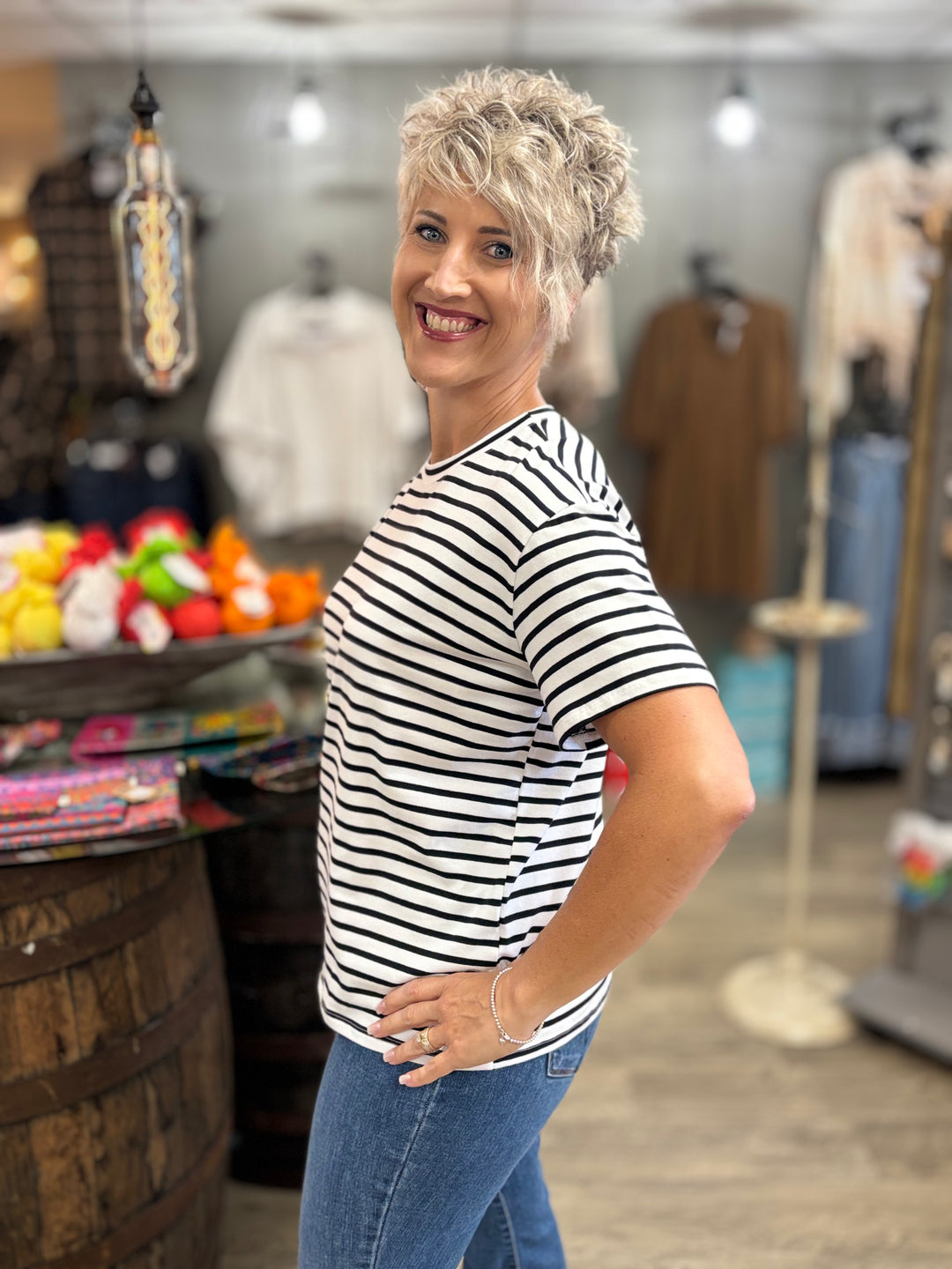The Colette Striped Top-Tops-Les Amis-Evergreen Boutique, Women’s Fashion Boutique in Santa Claus, Indiana