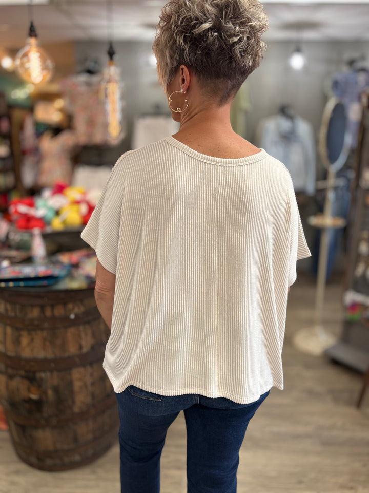 Pin Me Pretty Rib Striped Oversized Top-Tops-42POPS-Evergreen Boutique, Women’s Fashion Boutique in Santa Claus, Indiana