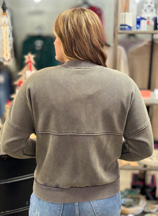 Lucy Mineral Washed Zip Up-Evergreen Boutique-Evergreen Boutique, Women’s Fashion Boutique in Santa Claus, Indiana