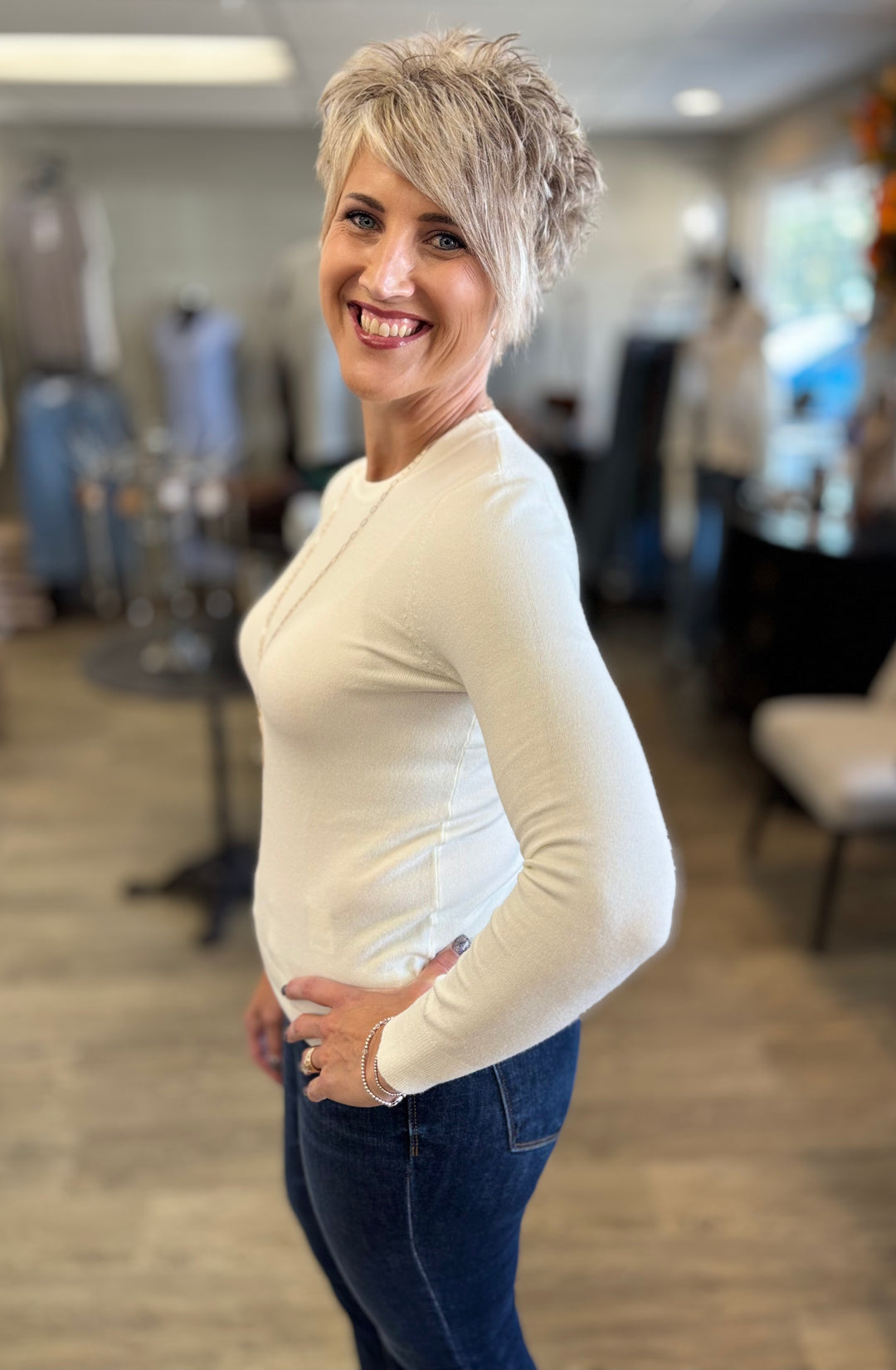 It's A Classic Round Neck Sweater-Tops-Be Cool-Evergreen Boutique, Women’s Fashion Boutique in Santa Claus, Indiana