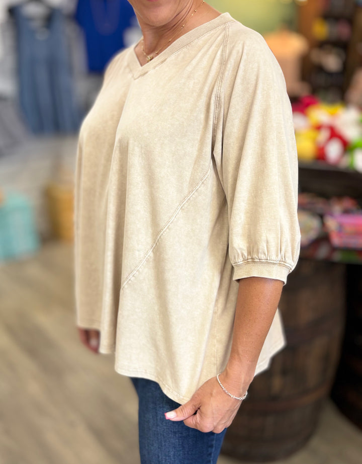 Soft Escape Mineral Wash Top-Shirts-MITTOSHOP-Evergreen Boutique, Women’s Fashion Boutique in Santa Claus, Indiana