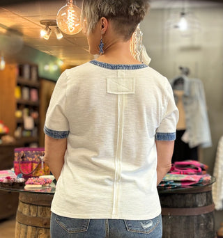 The Denim Detail Top-Tops-Jodifl-Evergreen Boutique, Women’s Fashion Boutique in Santa Claus, Indiana