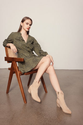 Casey Apricot Suede Western Booties-Shoes-Miim-Evergreen Boutique, Women’s Fashion Boutique in Santa Claus, Indiana