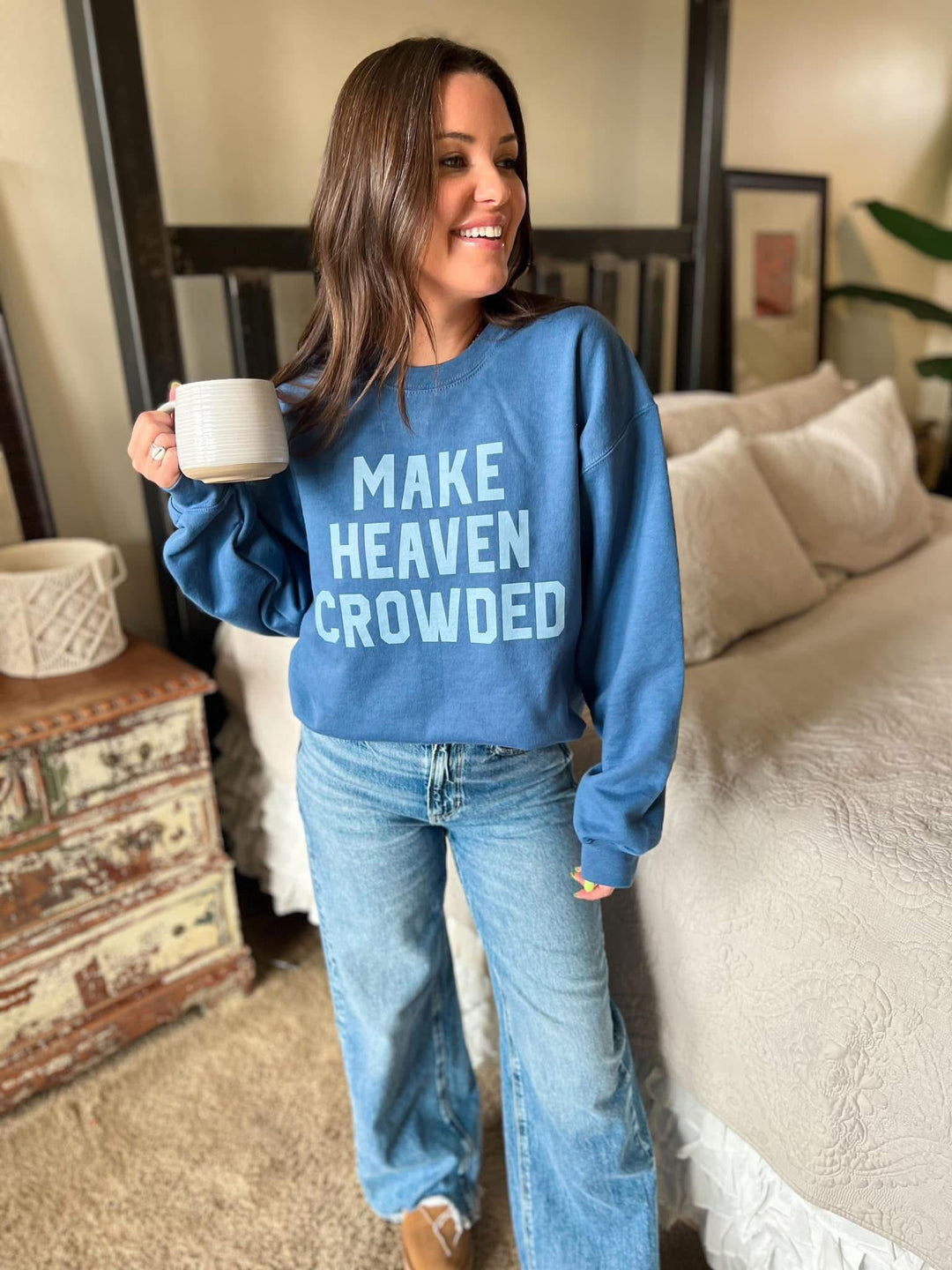 Make Heaven Crowded Sweatshirt-Evergreen Boutique-Evergreen Boutique, Women’s Fashion Boutique in Santa Claus, Indiana