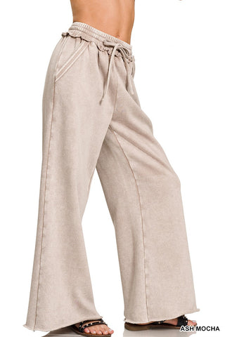 Acid Wash Fleece Palazzo Sweatpants