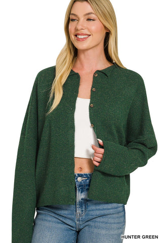 Collared Button Down Cardigan Sweater