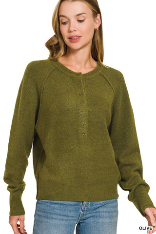 Half Button Henley Sweater
