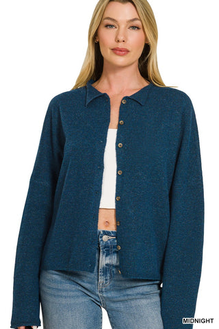 Collared Button Down Cardigan Sweater