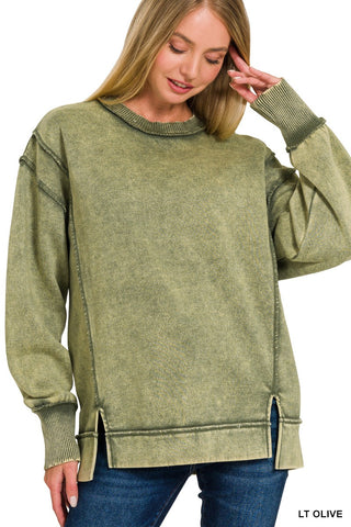 Out of Line Acid Wash Fleece Sweatshirt