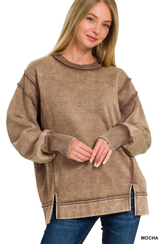 Out of Line Acid Wash Fleece Sweatshirt