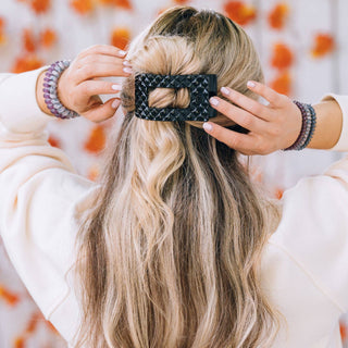 Flat Rectangle Hair Clip | Medium | Jet Black Quilted-TELETIES-Evergreen Boutique, Women’s Fashion Boutique in Santa Claus, Indiana
