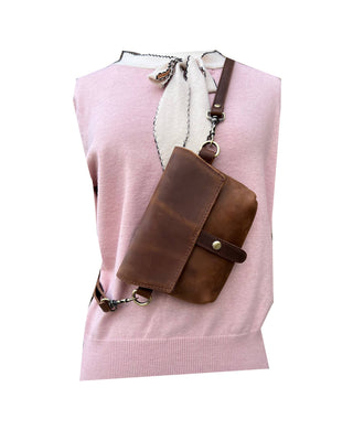 W022S crazy horse genuine leather crossbody-Roma Leathers, Inc.-Evergreen Boutique, Women’s Fashion Boutique in Santa Claus, Indiana