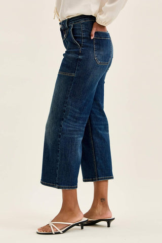 Judy Blue Lucky Break Wide Crop Utility Jeans