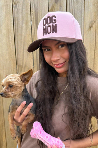 "DOG MOM" Puff Embroidered Trucker Hat