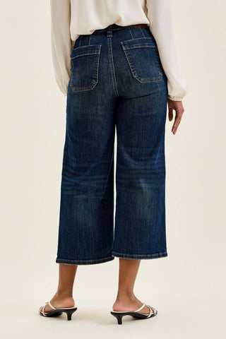 Judy Blue Lucky Break Wide Crop Utility Jeans