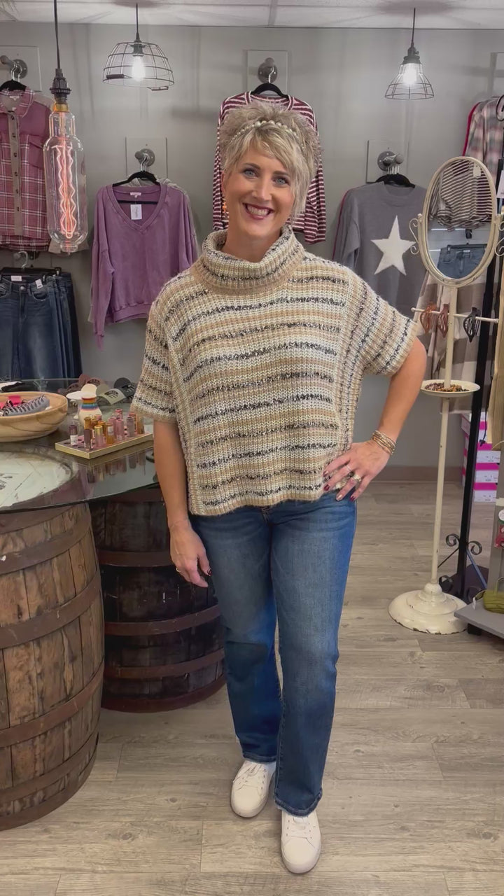 Snow Kissed Stripes Turtleneck Sweater