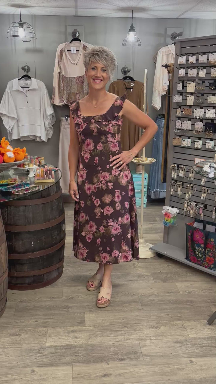 The Rosie Mocha Midi Dress