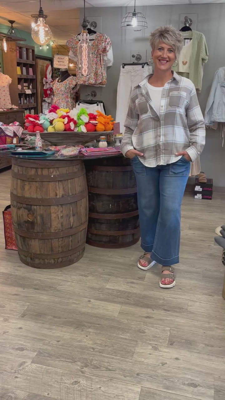 Earthy Trails Plaid Top