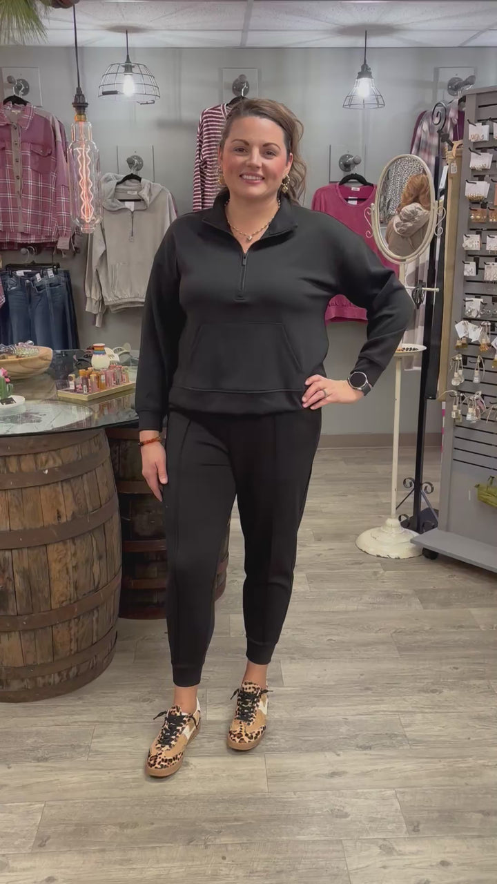 Zenana On Repeat Half Zip Scuba Pullover