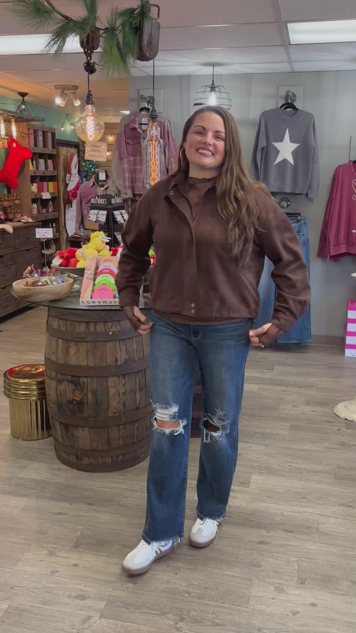 Cafe Sweets Suede Collar Jacket