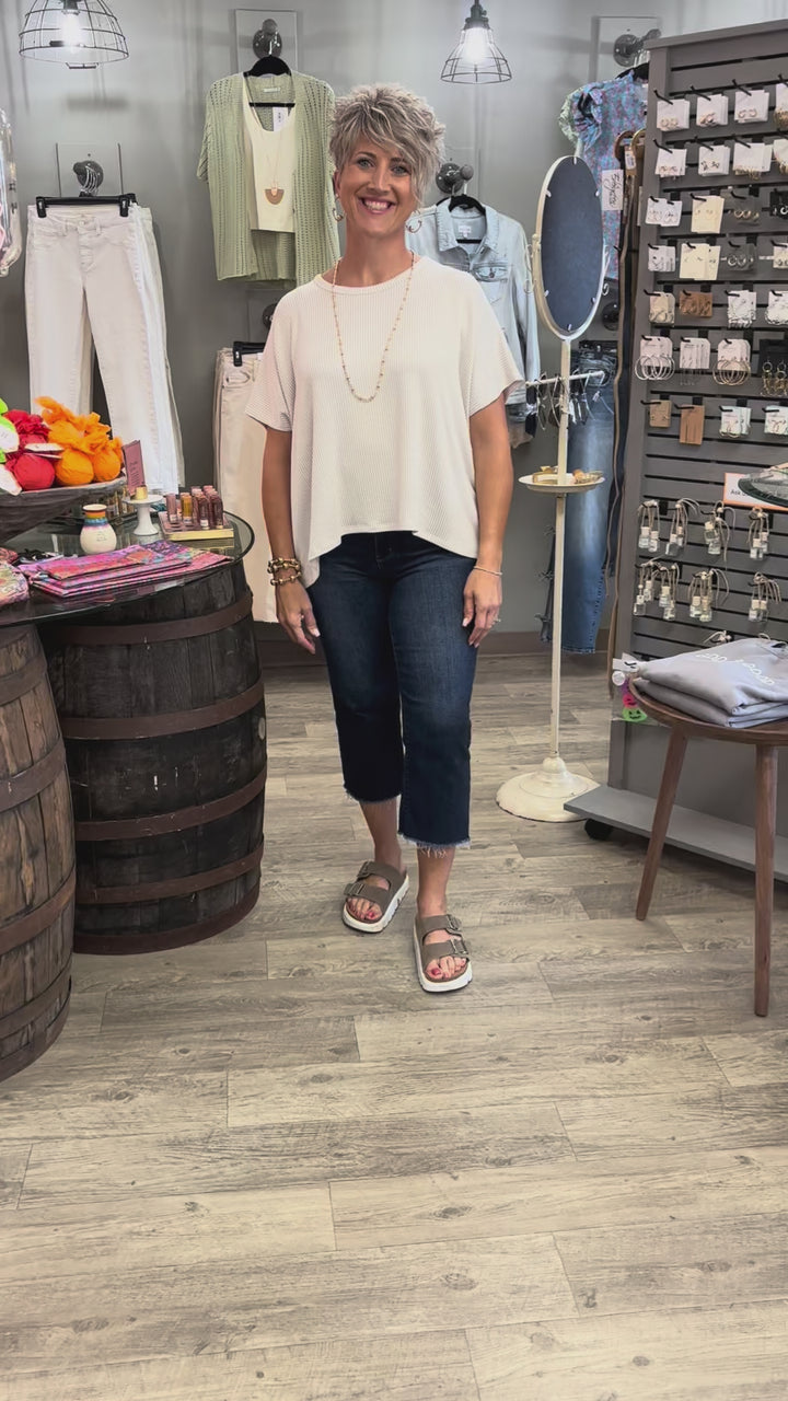 Pin Me Pretty Rib Striped Oversized Top