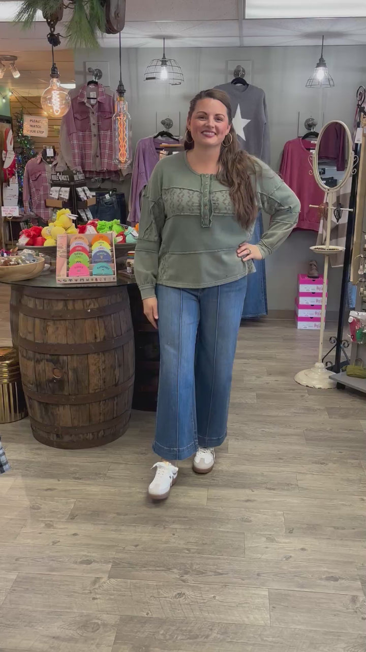 The McKenna High Rise Pin Tuck Detail Wide Leg Jean